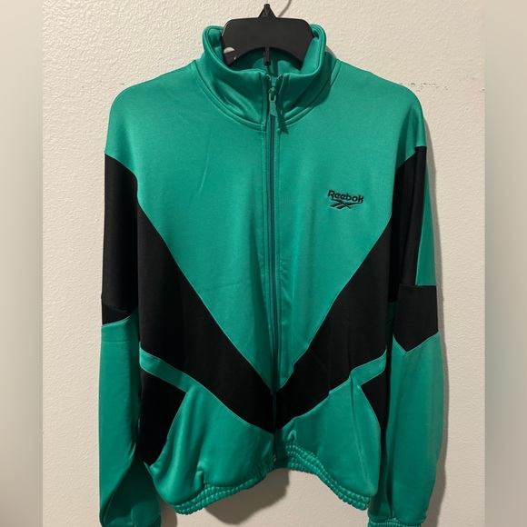 NWT!! Reebok Classic Vintage Tracktop Zip Up Jacket in Emerald Green - Picture 8 of 13